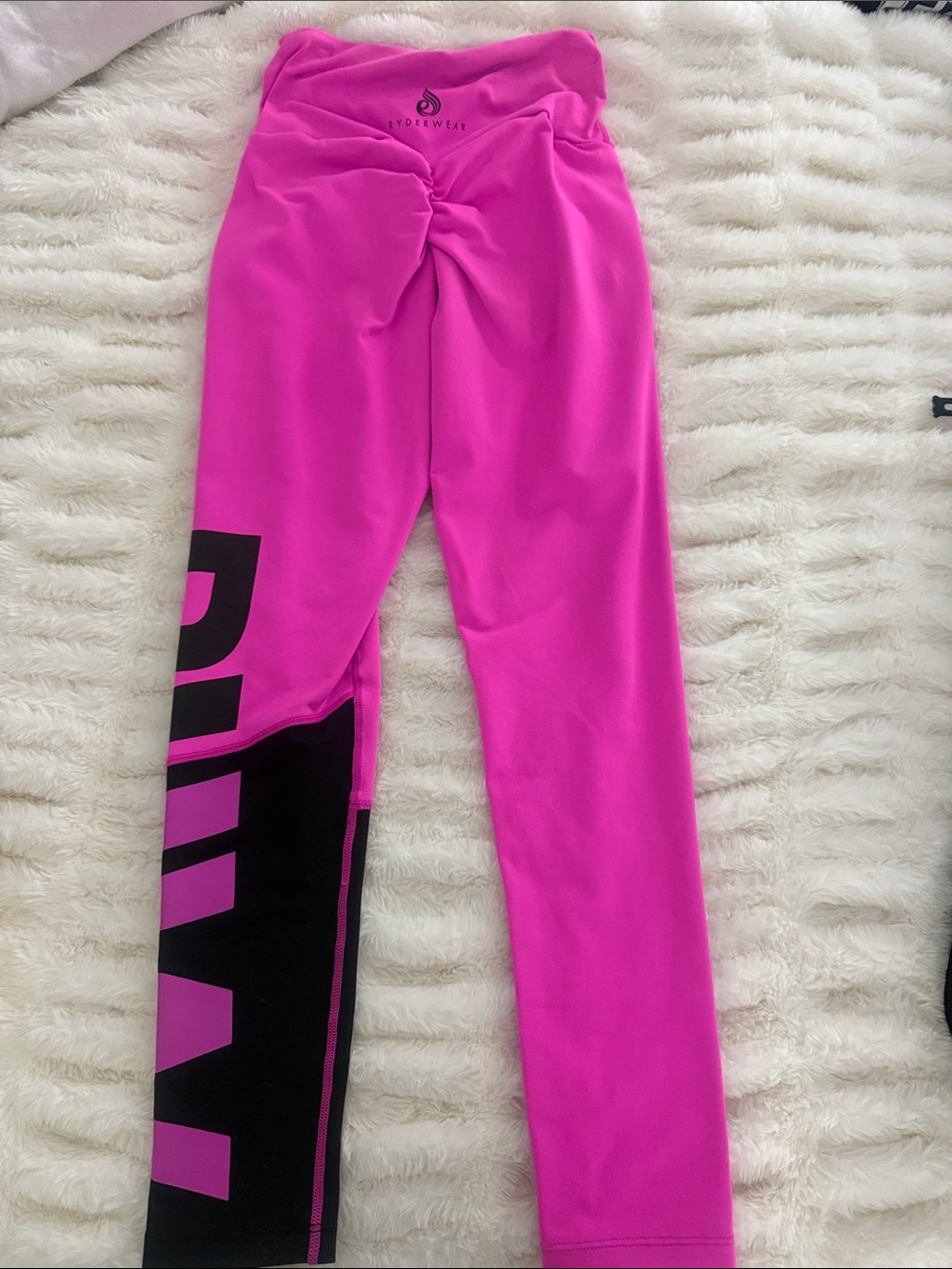 Ryderwear Bright Pink Kids Leggings with Black Logo Panel